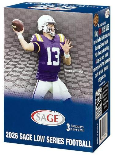 2026 SAGE Low Series Football Cards Blaster Box- 5PK/12CPP/60CPB- 3 Autos- New