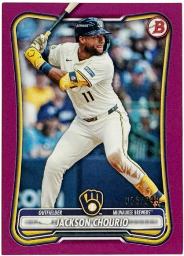 Jackson Chourio 2026 Bowman Fuchsia Baseball Card #4 /299 (Milwaukee Brewers)
