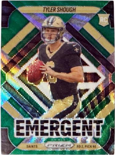 Tyler Shough 2025 Panini Prizm Emergent Green Wave Prizm Rookie Card RC #8 (New Orleans Saints)