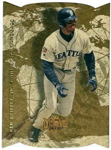 Ken Griffey, Jr 1998 Skybox Metal Universe Universal Language Die-Cut Card #1UL (Seattle Mariners/HOF)