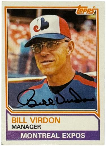 Bill Virdon signed 1983 Topps On Card Auto #516 - COA (Expos Manager/NL ROY 55)
