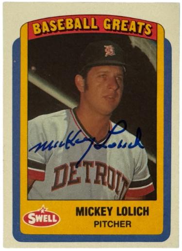 Mickey Lolich signed 1990 Swell Baseball Greats On Card Auto #81 - COA (Detroit Tigers)