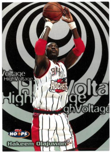 Hakeem Olajuwon 1997-98 NBA Hoops High Voltage Rare Insert #19HV (Houston Rockets/HOF)