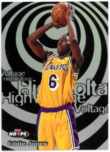 Eddie Jones 1997-98 NBA Hoops High Voltage Rare Insert Card #2HV (Los Angeles Lakers)