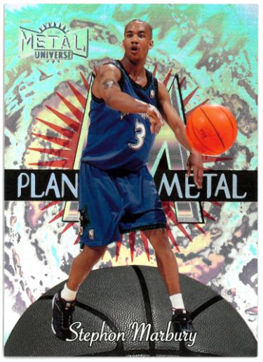 Stephon Marbury 1997-98 Skybox Metal Universe Planet Metal Insert Card #5PM (Minnesota Timberwolves)