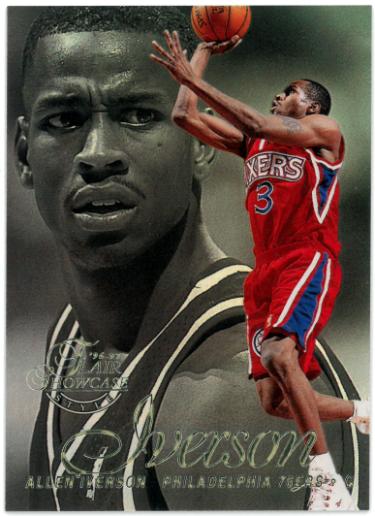 Allen Iverson 1996-97 Flair Showcase Rookie Card RC Row 2-Seat 3 (Philadelphia 76ers/HOF)