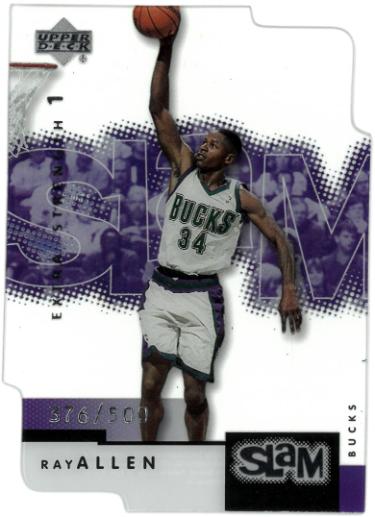 Ray Allen 2000-01 Upper Deck Slam Extra Strength 1 Silver Die-Cut Card #30- /500 (Milwaukee Bucks/HOF)