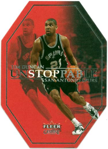 Tim Duncan 2001-02 Fleer Genuine Unstoppable Die-Cut Insert Card #5U (San Antonio Spurs/HOF)