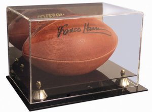 Football - Steiner Sports Full Size Deluxe Acrylic Display Case Mirror Back & Gold Risers