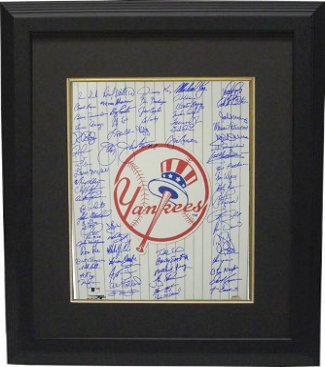 New York Yankees signed 16x20 Photo Custom Framing Top Hat Logo w/ 70 sigs- BAS Holo- Bob Turley/Moose Skowron/Charlie Hayes