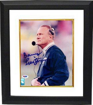 Barry Switzer signed Dallas Cowboys 8x10 Photo Custom Framing - PSA Hologram