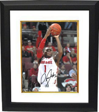 Deshaun Thomas signed Ohio State Buckeyes 8x10 Photo Custom Framing (Jumpshot-white jersey)