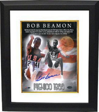 Bob Beamon signed Team USA Track & Field 16X20 Photo Custom Framing - Leaf Authentics Hologram 1968 Mexico Olympics World Record