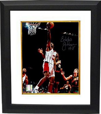 Eddie Johnson signed Houston Rockets 8x10 Photo Custom Framing- Tri-Star Hologram
