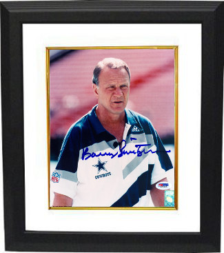 Barry Switzer signed Dallas Cowboys 8x10 Photo Custom Framing - PSA Hologram
