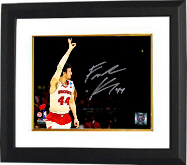 Frank Kaminsky signed Wisconsin Badgers 8x10 Photo Custom Framing #44 (Three Fingers Raised in the Air)
