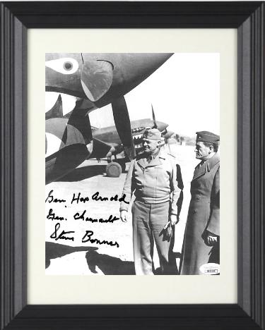 Stephen Bonner signed WWII P-40 Ace Pilot 23rd FG China/Burma/India 8x10 Photo Custom Framing- JSA DD64488 Gen Hap Arnold Chenna
