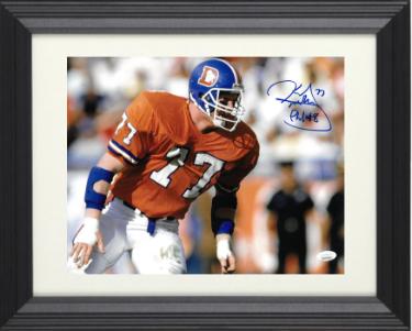 Karl Mecklenburg signed Denver Broncos 11X14 Photo Phil 4:8 Custom Framing- JSA Witnessed