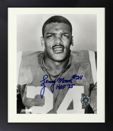 Lenny Moore signed Baltimore Colts NFL B&W 8x10 Photo Custom Framing #24 HOF 75- COA