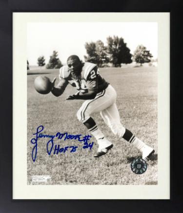 Lenny Moore signed Baltimore Colts NFL B&W 8x10 Photo Custom Framing #24 HOF 75 - COA
