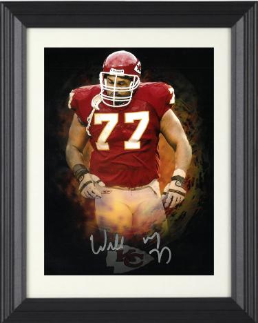 Willie Roaf signed Kansas City Chiefs Splash Logo 8x10 Photo #77 Custom Framing- COA (HOF/11X Pro Bowl/Nasty)