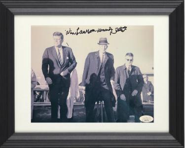 Winston Lawson signed Secret Service JFK Assassination 8x10 Photo Custom Framing- JSA #SS17711- Motorcade/Kennedy Detail