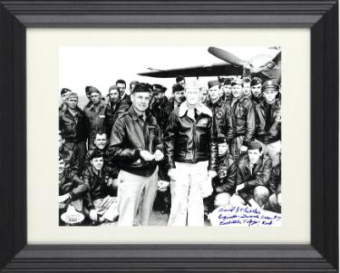 David Thatcher signed WWII Doolittle Raiders USS Hornet Vintage B&W 8x10 Photo Custom Framing- JSA #SS51665- Engineer- Gunner Cr