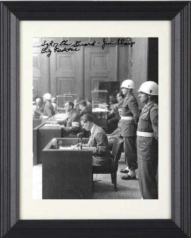 Jim Sharp signed WWII Nuremberg Trials 8x10 Photo Custom Framing- PSA- Sgt of the Guard/Big Red One