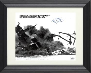 Kenneth Potts signed WWII Pearl Harbor Vintage B&W 8x10 Photo Custom Framing- JSA #AC92745- USS Arizona Survivor 12-7-1941