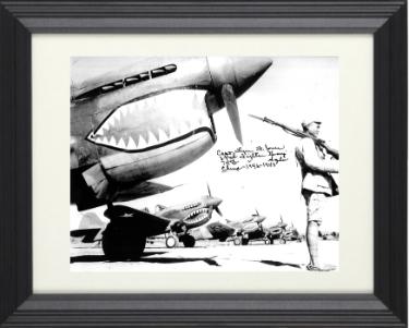 Lynn Jones signed WWII Flying Tigers 1942-43 8x10 Photo Custom Framing- PSA #AD57139- 23rd Fighter Group 74th China/P-40 Warhawk