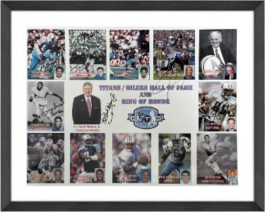 1960-2009 50th AFL Titans/Oilers HOF/ROH Signed 18x24 Photo Custom Framing-9 sigs Beckett K.S. Bud Adams Jr./George Blanda