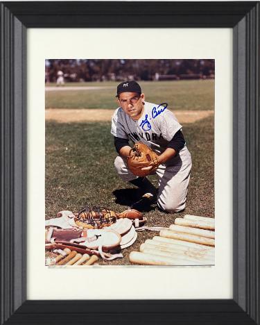 Yogi Berra signed New York Yankees MLB Licensed 8x10 Photo Custom Framing- Collector's Showcase LOA (HOF/10X WS Champ)