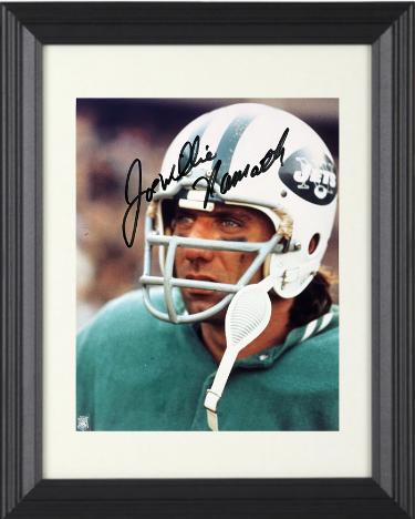 Joe Namath signed New York Jets NFL Licensed 8x10 Photo w/ Willie Custom Framing- Beckett Review/Tuff Stuff COA/Photos