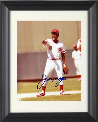 Joe Morgan signed Cincinnati Reds MLB Licensed 8x10 Photo Custom Framing- Tuff Stuff COA (HOF)