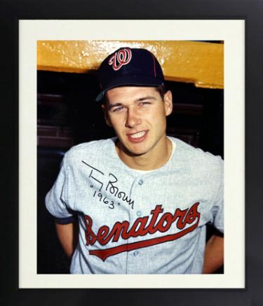 Tom Brown signed Washington Senators 8x10 Photo w/ 1963 minor dings Custom Framing - COA