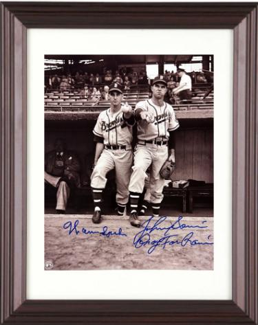 Warren Spahn & Johnny Sain dual signed Boston Braves 8x10 Photo Pray For Rain Custom Framing- Tuff Stuff COA