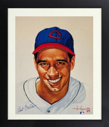Bob Feller signed Cincinnati Reds MLB Licensed Ron Lewis 89 8x10 Photo Custom Framing- COA (HOF)