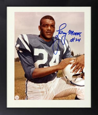 Lenny Moore signed Baltimore Colts NFL 8x10 Photo Custom Framing #24- COA/Show Ticket (HOF)