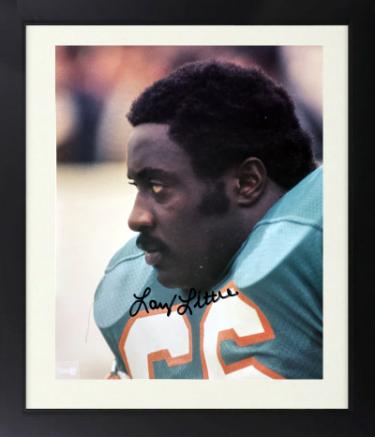 Larry Little signed Miami Dolphins NFL Licensed 8x10 Photo Custom Framing imperfect- COA (HOF/17-0)