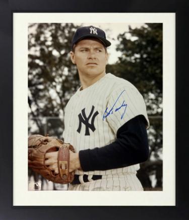 Bob Turley signed New York Yankees MLB 8x10 Photo Custom Framing imperfect- COA (1958 CY/WS MVP)