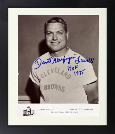Dante Lavelli signed HOF Enshrinee 8x10 Photo Custom Framing Gluefingers/HOF dings- COA- Browns