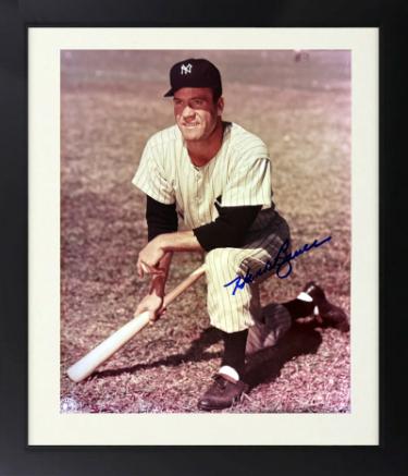 Hank Bauer signed New York Yankees MLB 8x10 Photo Custom Framing imperfect- COA (7X WS Champ)