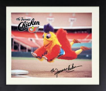 The Famous Chicken signed 1989 San Diego Padres 8x10 Photo Custom Framing imperfect - COA