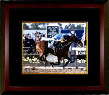 Victor Espinoza signed 11x14 Photo 2015 Belmont Stakes American Pharoah Triple Crown Custom Framing- Steiner Holo