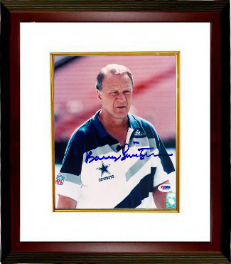 Barry Switzer signed Dallas Cowboys 8x10 Photo Custom Framing - PSA Hologram