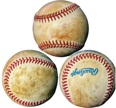 Frankie Avalon, Fabian & Bobby Rydell triple signed ROAL Rawlings Official American League Baseball toned- JSA Hologram #EE41765