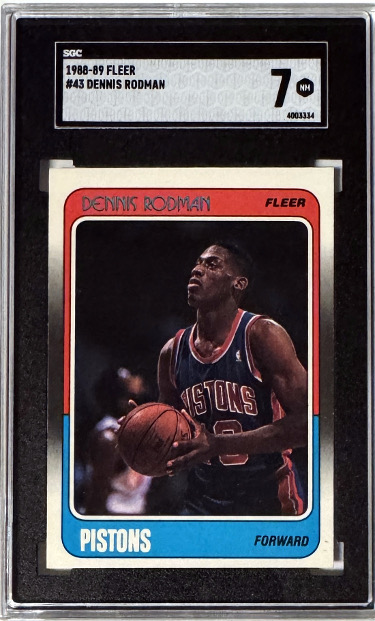 Dennis Rodman 1988-89 Fleer Rookie Card (RC) #43- SGC Graded 7 NM (Detroit Pistons/HOF)