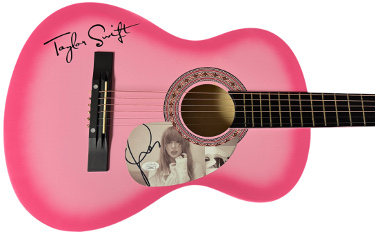 Taylor Swift signed Tortured Poets Cut Pink Sunburst 38" Acoustic Guitar- JSA#AZ09564 (CD signed Cut/Pick Guard)