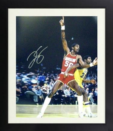Ralph Sampson signed Houston Rockets 16x20 Photo Custom Framing- Leaf Authentics Hologram (ROY)