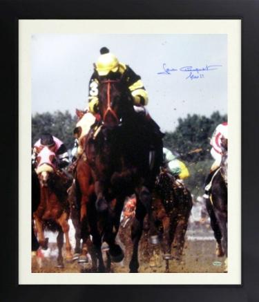 Jean Cruguet signed Seattle Slew 1977 Kentucky Derby 16x20 Photo Triple Crown Slew 77 Custom Framing- Leaf Authentics